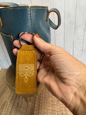 Western Keychain Boot Stitch Keychain Charm NEW FAST SHIP Suede